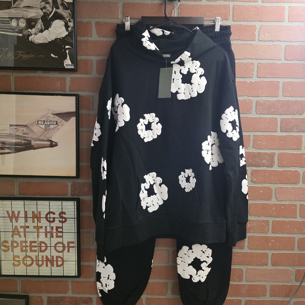 Denim Tears Hoodie And Jogger Set Black And White Size XL